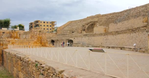 Anfiteatro Histórico Romano Cidade Tarragona Região Catalunha Nordeste Espanha Tiro — Vídeo de Stock