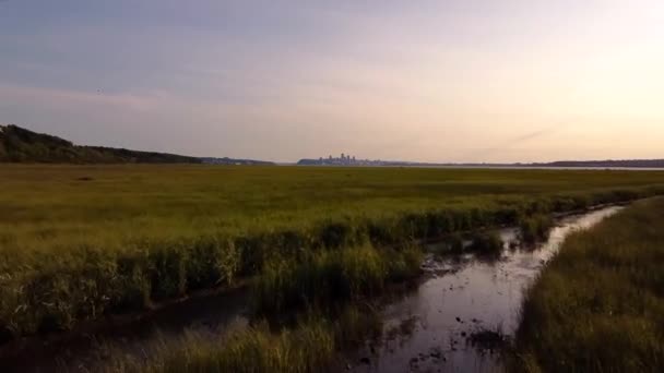 Vista Aérea Ciudad Quebec Desde Río Laurence — Vídeos de Stock