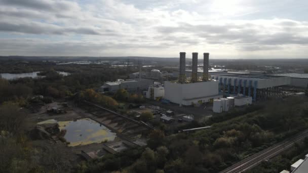 Hoddesdon Advanced Thermal Treatment Plant Power Station Hartfordshire Aerial — стоковое видео