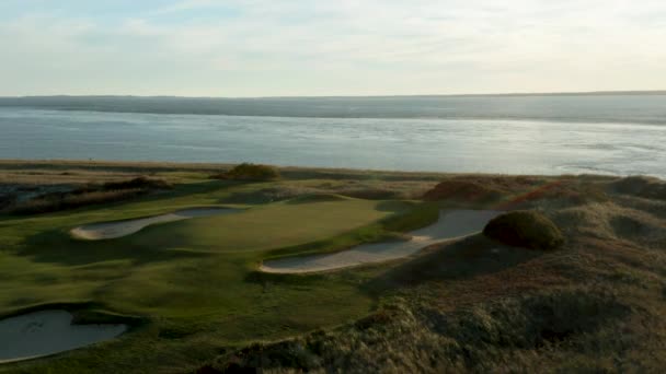 Prachtige Luchtfoto Van Prouts Neck Golfbaan Aan Kust Van Scarborough — Stockvideo