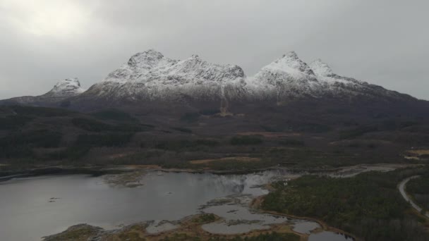 Scenic View Dalstinden Mountain Noorwegen Luchtfoto — Stockvideo