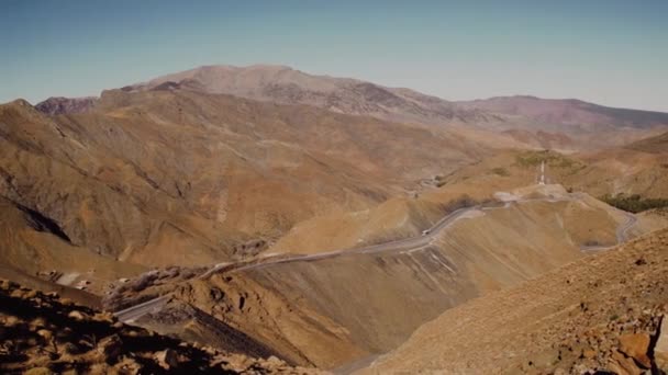 Strada Deserto Montagne Paesaggio Nella Regione Ourzazate Del Marocco — Video Stock