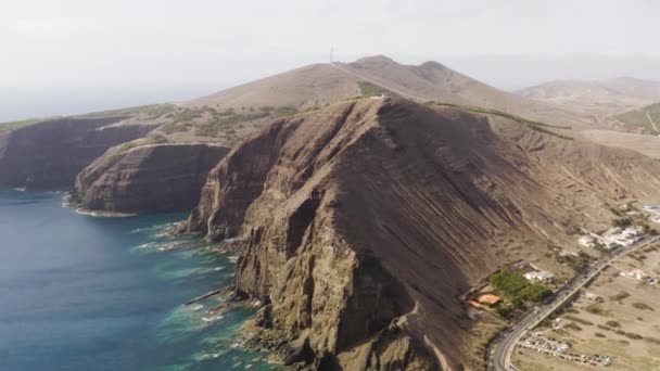 Aerial Tilting Showing Porto Santo Island Madeira Portugal — Stock Video