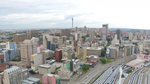 Hora Dia Imagens Drone Movimento Lento Cidade Joanesburgo — Vídeo de Stock