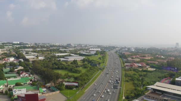 Auto Rijden Snelweg Johannesburg Luchtfoto — Stockvideo