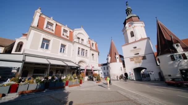 奥地利Krems Der Donau古城的斯坦纳托尔历史大门 — 图库视频影像