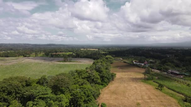 Luftaufnahmen Von Costa Ricanischem Ackerland Der Provinz Alajuela Grüne Jahreszeit — Stockvideo