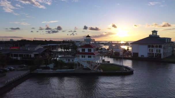 Leuchtturm See Bei Sonnenuntergang New Orleans — Stockvideo