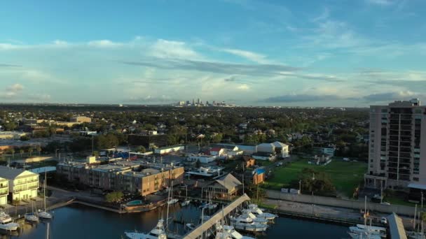 Luchtfoto Van Westkant Van New Orleans Bij Zonsondergang — Stockvideo