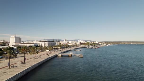 Veduta Aerea Drone Del Lungomare Portimao Portogallo — Video Stock