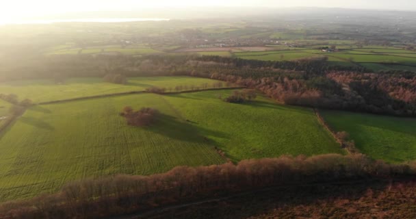 Aerial Woodbury Common Bathed Golden Warm Sunset Light Dolly Forward — Stock Video