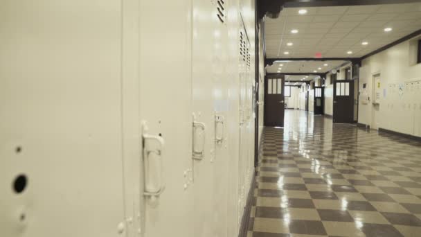 Brown Lockers High School Wait Out Summer New Students — Stock Video