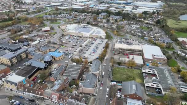 Sainsburys Store Hoddesdon Hertfordshire Aerial Drone View — стокове відео