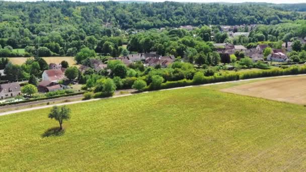 Aerial View Small North France Town — Stock Video