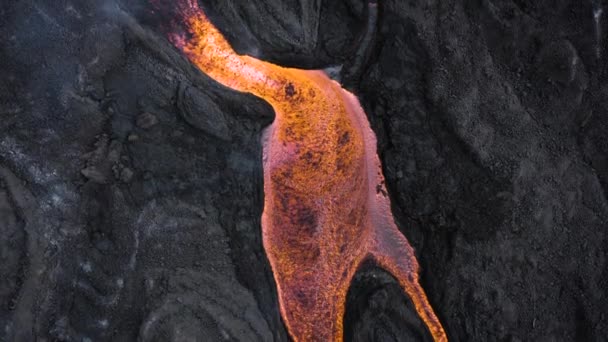 Detalhes Lava Que Flui Vulcão Cumbre Vieja Drone — Vídeo de Stock