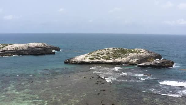 Aérial Îlots Côté Plage Cayo Lobos Fajardo Porto Rico Panoramique — Video