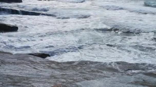 Waves Hitting Rock Violent Large Waves Tintagel Cornwall Smashing Rockface — Stock Video