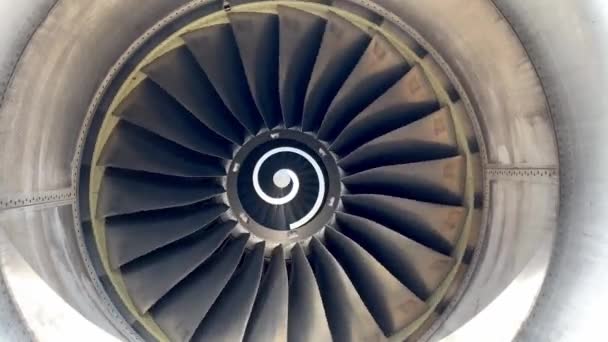 Rotazione Del Motore Aereo Vista Frontale Della Rotazione Del Motore — Video Stock