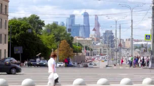 Grande Timelapse Degli Edifici Giganti Mosca Russia Dove Primo Piano — Video Stock