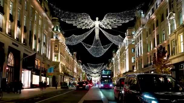 Celebración Navidad Regents Street Londres Reino Unido — Vídeo de stock