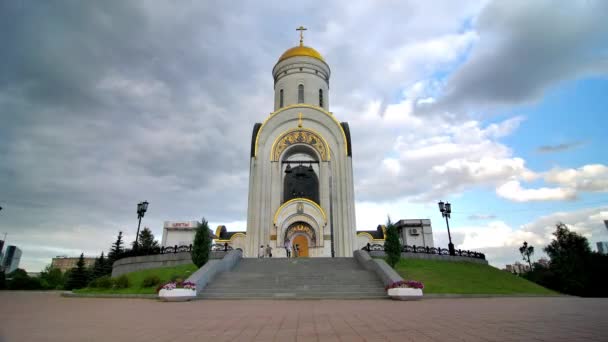 Zeitraffer Winkelbild Statischer Ebene Einer Russisch Orthodoxen Kirche Moskau Seltsame — Stockvideo