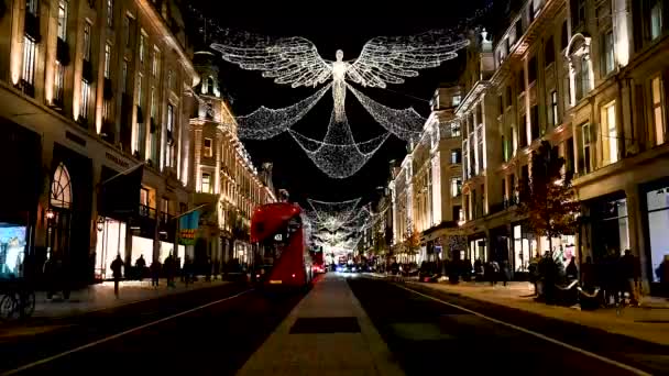 Χριστουγεννιάτικη Γιορτή Στην Regents Street Λονδίνο Ηνωμένο Βασίλειο — Αρχείο Βίντεο