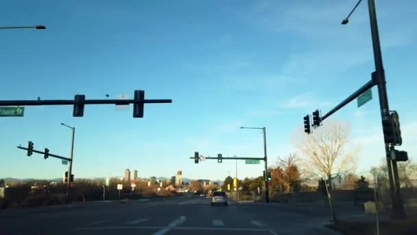 Guidare Intorno Centro Denver Colorado Gennaio 2021 — Video Stock