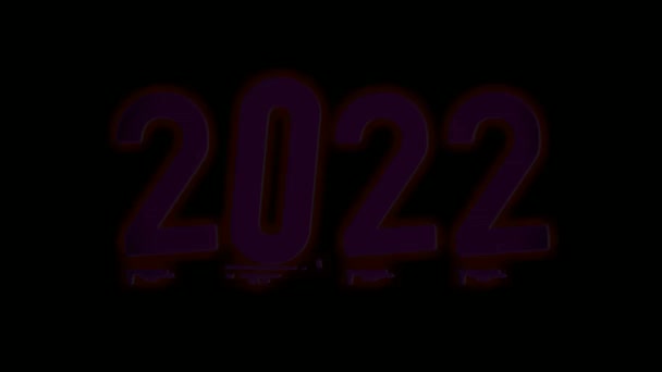 霓虹灯符号2022号文本黑色背景 现代4K快乐新年理念 — 图库视频影像