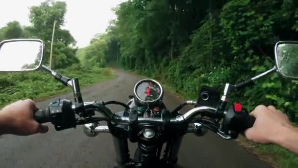 Motocicleta Aventura Por Carretera Campo Punto Vista Del Piloto — Vídeos de Stock