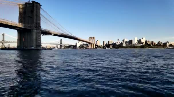 Brooklynský Most Výhledem Okres Fulton Ferry Brooklyn Včasná — Stock video