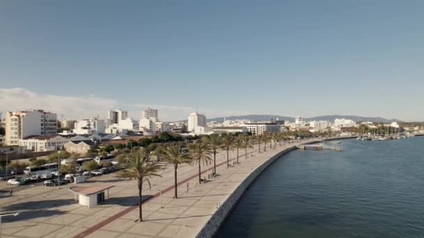 Embankment Esplanada Longo Orla Marítima Portimao Portugal — Vídeo de Stock