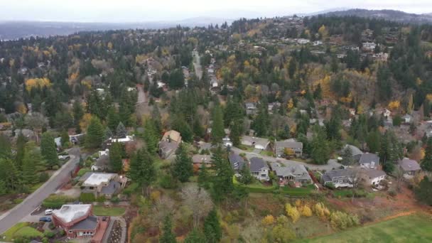 Drone Orbite Autour Somerset Factoria Monthaven Fortuna Près Bellevue Seattle — Video