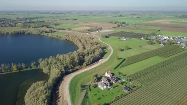 Aerial Drone View Flying Beautiful Landscape Lake Netherlands Europe — Stock Video