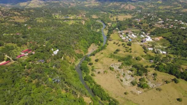 Yaque Del Norte Aerial View Stunning Environment Wildlife Nature Small — Stock Video