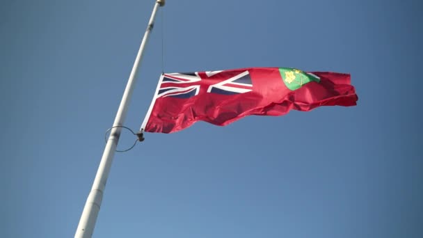 Ontario Flag Half Mast Flapping Super Slow Motion — Stock Video