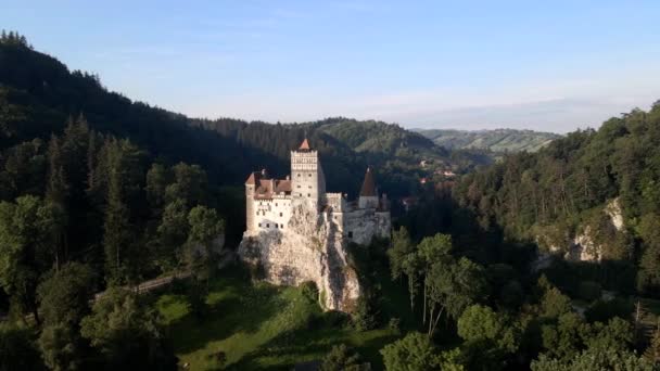 Вид Повітря Замок Бран Трансільванії Відомий Замок Дракула Румунії — стокове відео