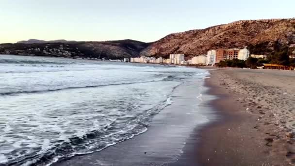 Olas Golpearon Playa Shengjin Albania — Vídeos de Stock