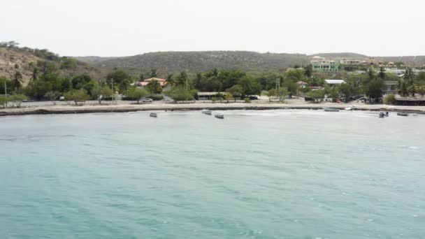 Aerial Spiaggia Colline Del Monte Rio Repubblica Dominicana Ampio Camion — Video Stock