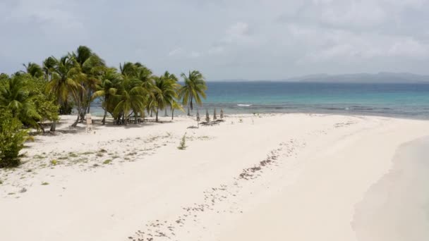 Aerial Bella Spiaggia Incontaminata Cayo Lobos Fajardo Porto Rico Tiro — Video Stock