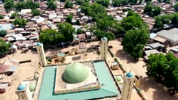 Luftaufnahme Der Argungu Nationalmoschee Kebbi Staat Nigeria Mit Kuppel Und — Stockvideo