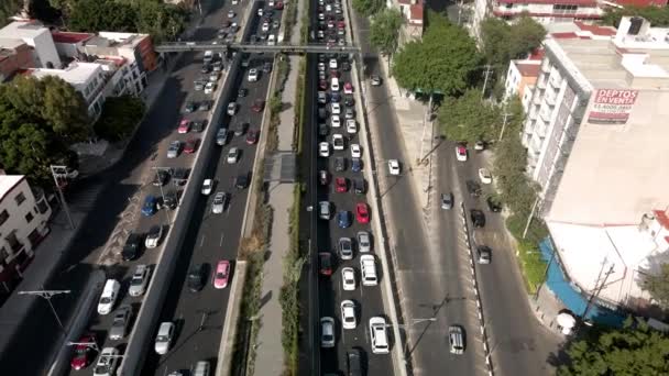 Κεντρική Άποψη Της Κυκλοφοριακής Συμφόρησης Στο Viaducto Στο Μεξικό — Αρχείο Βίντεο