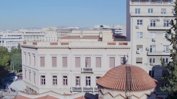 Hohe Gebäude Zentrum Athens Griechenland Einem Sonnigen Morgen — Stockvideo