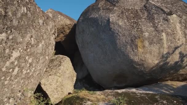 Megalithic Boulders Monsanto Village Portugal Handheld — Stock Video