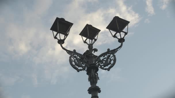 Lampada Strada Esterna Decorativa Floreale Bellissima Lanterna Stradale Ferro Battuto — Video Stock