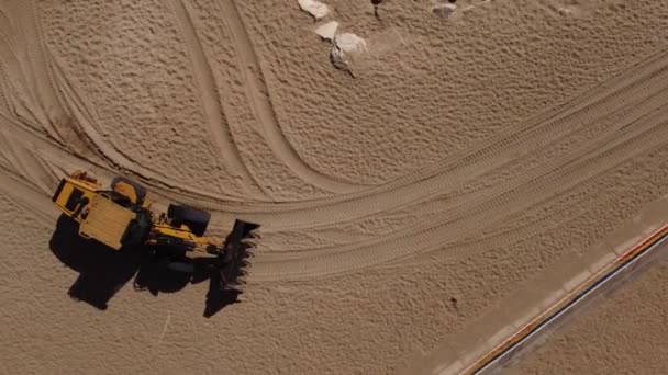 Scavatore Guida Sulla Spiaggia Mar Del Plata Argentina Aereo Dall — Video Stock