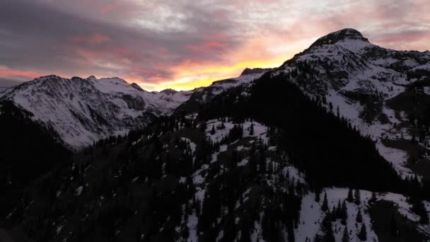 Aerial Sunset Colorado Mountain — Stock video