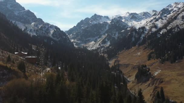 Cinematic Drone Shot Trans Ili Alatau Mountains Kazakhstan — Stock Video