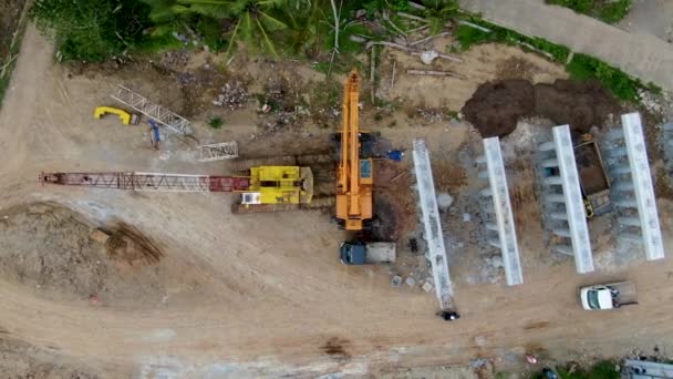 Máquinas Suportes Concreto Canteiro Obras Monotrilho Java Indonésia — Vídeo de Stock