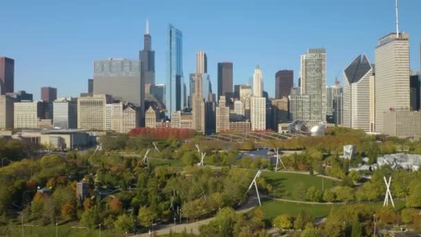 Пьедестал Возвышается Над Чикагским Парком Тысячелетие Чистых Прудах — стоковое видео
