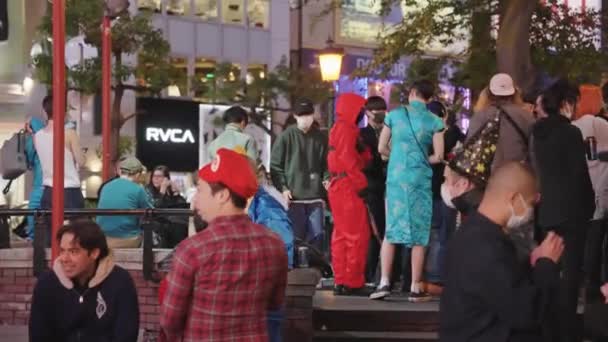 Amerikamura Osaka Människor Njuter Utomhus Gatufest Halloween Night — Stockvideo